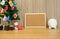 decorated christmas tree cork board & piggy bank. xmas new year