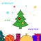 Decorated Christmas tree filled line icon, simple illustration