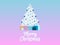 Decorated Christmas tree with gifts. Rose Quartz and serenity of the background color. Vector