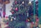 Decorated Christmas tree for the New Year in a shop window. Gift