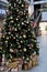 Decorated christmastree been place in danish shopping malls