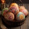 decorated cupcakes in a basket baked