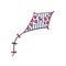 Decorated diamond shaped decorated doodle kite