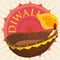 Decorated Diya over Floral Label with Ashoka Chakra for Diwali, Vector Illustration