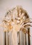 Decorated dry flowers interior columns arch curtains