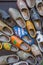 Decorated dutch wooden shoes