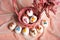 Decorated Easter eggs in a basket