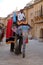 Decorated elephants waiting tourists at Amber Fort in Jaipur