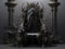 Decorated empty throne hall. Black throne.