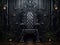 Decorated empty throne hall. Black throne.