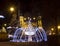 Decorated fountain at christmastime in Debrecen