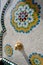 Decorated fountain with mosaic tiles in Essaouira