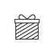 Decorated gift box with bow and ribbon outline icon