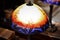 Decorated glass lampshade dome