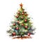 Decorated gold Christmas tree. Christmas angel. unadorned and decorated. Generative Ai