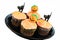 Decorated Halloween Cupcakes on White