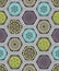 Decorated hexagon doily crochet patchwork seamless pattern background design.Vector illustration