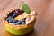 Decorated homemade shortcrust pastry berry pie with blueberries