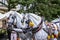 Decorated horse carriages at main square in Krakow in a summer day, Poland