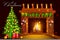 Decorated House fireplace for Merry Christmas holiday celebration