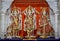 Decorated idols of Hindu Gods Ram, Lakshman & Godless Sita in a temple at Somnath, Gujrat, India.