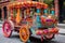 Decorated Indian Wedding Cart In Bright Color. Generative AI