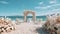 Decorated luxury wedding ceremony place at the beach white sand beautiful sea and sky with White empty chairs and arch decorated