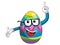Decorated mascot easter egg glasses nerd finger up isolated