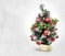 Decorated mini christmas tree isolated, Clipping path