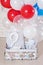 Decorated number 2 for a birthday. Sea thematic  decoration. Beautiful decoration for birthday party. Many red, blue and white