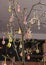 Decorated oak branch with colored eggs, European Easter with traditional decoration eggs, Easter time