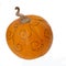 Decorated orange squash, small pumpkin, isolated on white. Handicraft art.