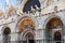 Decorated portal of St Mark`s Basilica in Venice