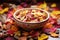decorated potpourri bowl with autumn colors