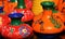 Decorated pots in local festival, India