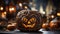 Decorated pumpkin lantern wallpaper