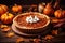 Decorated pumpkin pie for Halloween