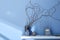 Decorated shelf on blue wall modern interior design