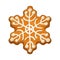 Decorated snowflake. Gingerbread cookie.