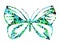 Decorated stylized butterfly with colorful floral decoration isolated