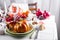 Decorated table with pumpkin