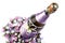 Decorated wedding bottle of champagne with roses, isolated