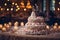 Decorated Wedding Cake With Bride And Groom Figurines