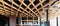 Decorated wooden ceiling by Birch wood. Modern interior design for outdoor rooftop ceiling decorated