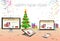 Decorated Workplace Computer Tablet Laptop Smart Phone Happy New Year Decoration