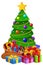 Decorated Xmas Tree Giftboxes Isolated