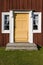 Decorated yellow entrance door