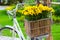 Decorated yellow flowers in a basket