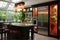 Decorating a beautiful kitchen of Asian Fusion Style Utilize Glass-Front Refrigerator Doors. AI Generated