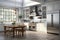 Decorating a beautiful kitchen of Timeless Classic Style Integrate Smart Technology. AI Generated